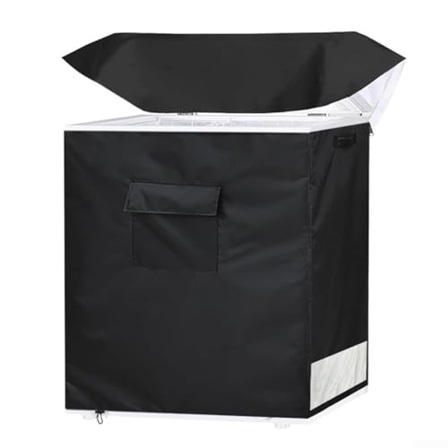 Cubierta de refrigerador resistente al agua Oxford 210D con acceso de cremallera para el pecho exterior congelador protección de almacenamiento negro (B)
