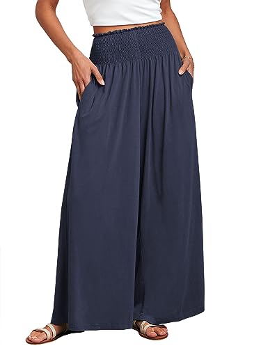 ANRABESS Women Palazzo Pants Summer Boho Bagyy Wide Leg High