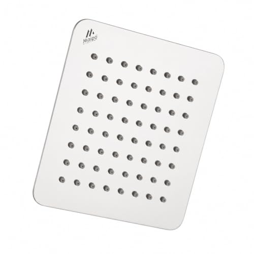 Image of Maipo Koller 4 Inch Square Rain Shower Head, Stainless Steel High Pressure Overhead Bathroom Shower, Chrome Finish, Anti-Clog Silicone Nozzles, Easy Installation