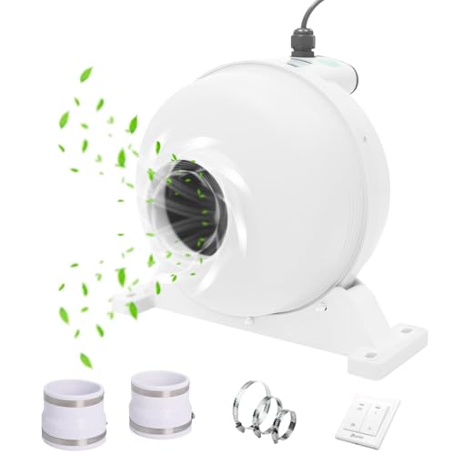 Inline Radon Mitigation Fan, 2-Speed Adjustable Exhaust Ventilation, Waterproof Ductless Blower, Energy Efficient Duct Fan Equipment