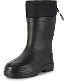 Wasserfest Ladeheid Herren federleichte Eva Thermo Gummistiefel warm mit Stulpe gefüttert LA-892 (Schwarz, 44 EU)