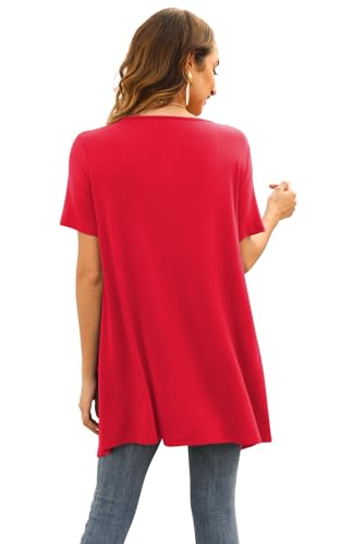 Image of Veryoung Floral Short Sleeve Cardigans for Women Casual Drape Open Front Lightweight Summer Cardigan with Pocket High Low Hem