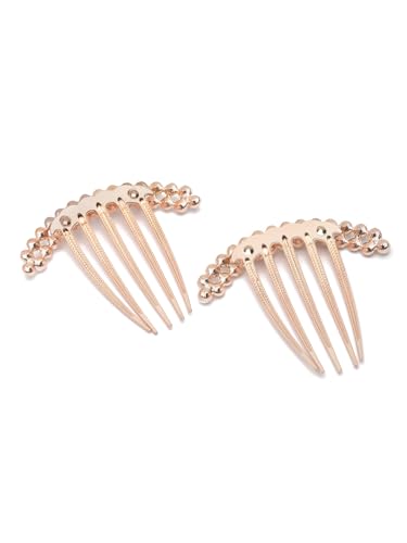 Image of Vogue Hair Accessories Golden And White Pearl Comb Hair Clip For Women