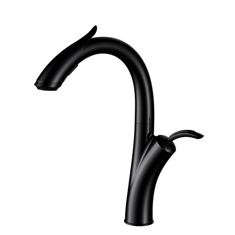 Robinet d'évier de cuisine en laiton noir extractible pour nettoyer sans éclabousser