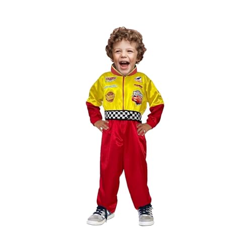 Niño, Toy Cosplay - Disfraz de Piloto Carreras - Disfraces de Halloween - Traje Rojo con Amarillo (2 Años)