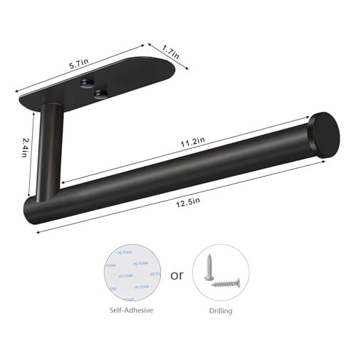 VAEHOLD Adhesive Paper Towel Holder Under Cabinet Wall Mount for Kitchen Paper Towel, Black Paper Towel Roll Holder Stick to Wall, Stainless Steel(Black) - Image 4