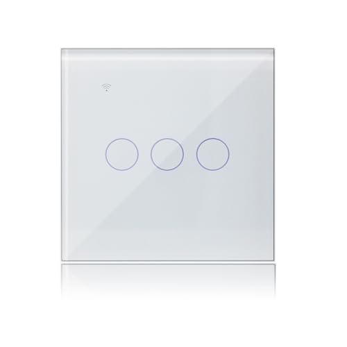 KETOTEK Interruttore Touch WIFI 3 Gang 1 Vie 220V, Interruttore Luce Muro Smart Life Tuya App Controllo Intelligente Bianca, Compatibile con Alexa