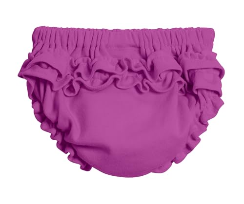 City Threads Ruffle Diaper Cover for Baby Girls Soft Cotton, Made in USA Baby Girl Bloomers (Plum, 12-18 Months)
