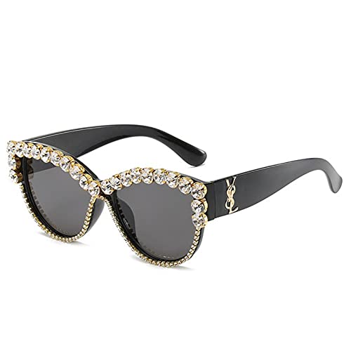 UKKO Sonnenbrille Diamant Frauen Sonnenbrille Kristall Shades Katze Auge Weibliche Eyewear Handgemachte Damen Mädchen Sonnenbrille