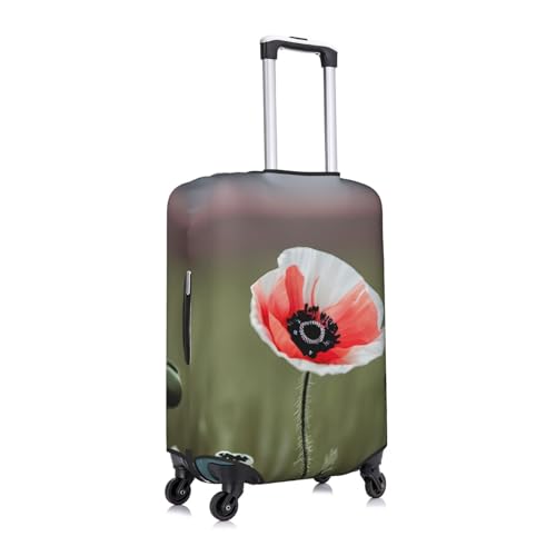 Beautiful Poppy Flower Ink Tsa Approved Luggage Cover For 18-32 Inch Suitcases Scratch-Resistant Stretch Luggage Cover3