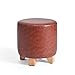 Schlafzimmer Hocker Haushaltsdekoration Holzhocker Mit Pu Lederbezug Holz Niedrige Hocker Fußhocker Runden Stuhl Hocker for Kinder Kinder Spaß Spielhocker Praktisch und komfortabel Für Schlafzimmer Wo