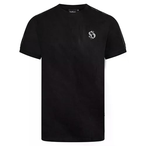 Hooligan Cinta para camiseta para hombre | Negro | Camiseta Streetwear Logo Tape, Negro , 4XL