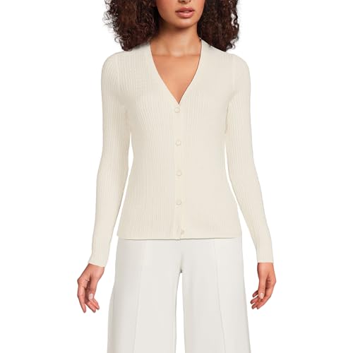 Lands' End Women's Drifter Baby Cable Vneck Cardigan Sweater