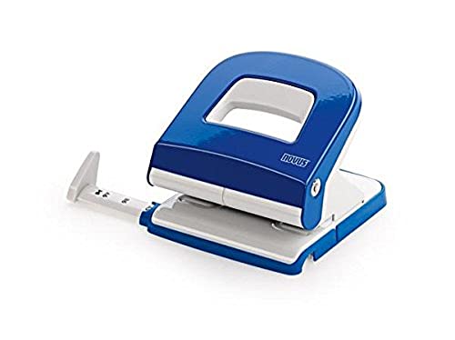 Novus E 225 Locher (25 Blatt Lochleistung, mit Anschlagschiene, hochwertiger Bürolocher) blau glänzend