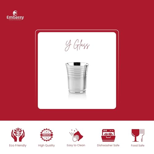 Image of EMBASSY Stainless Steel Y-Big Glass, Pack of 6, 300 ml