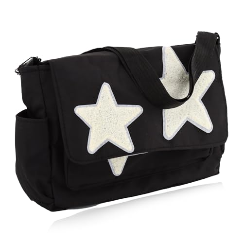 Messenger Bag for Women, Crossbody Y2K Messenger Bag with Star Purse, Large Capacity Tote Shoulder Bags Casual Crossbody