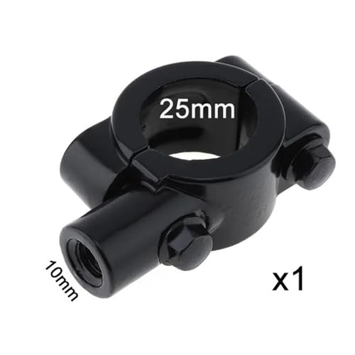 Abrazadera de espejo para manillar moto 25mm adaptador retrovisor negro M10 2
