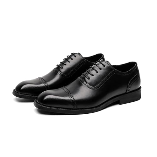 Men's Business Casual Dress Shoes Classic Square Toe Lace-Up Brogues Modern Formal Oxfords for Wedding Party Office Uniform