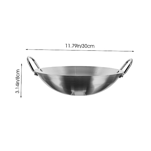 Wok de acero inoxidable con doble mango y base curva miniatura 3