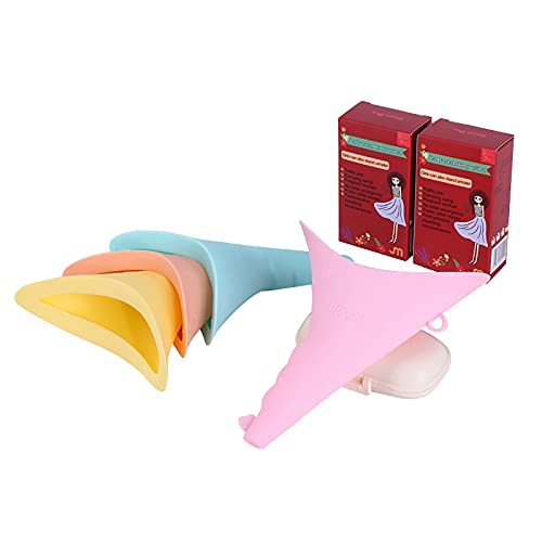 Nothers 4 Pack Woman's Urinal Foolproof Female Urination Device to Pee Standing up Reusable Silicone Female Hiking Funnel Urinal Women Urinal Funnel for Travel, Outdoor, Inconvenient Mobility, Hiking