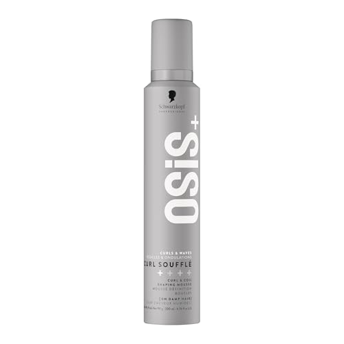 Schwarzkopf Professional OSiS+ Curl Soufflé Styling Mousse para rizos y ondulaciones, agarre ligero, rebote y definición para cabello húmedo, 200 ml