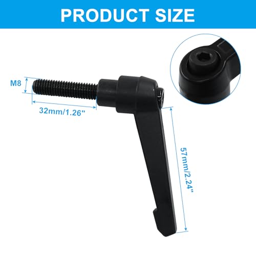 Image of Adjustable Clamping Lever Handle M8 x 32mm Male Thread | 2Pcs, Push Button Ratchet Lever Knob, Rotating Screw Handles Bolts, Locking Lever