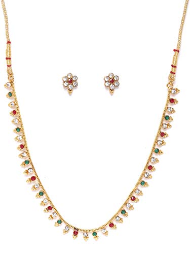 Women's Elegant Gold-Plated Artificial Stone Jewellery Set