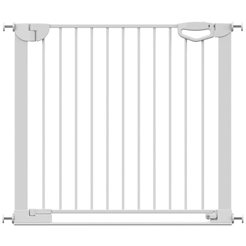 Geuther Türschutzgitter Easylock Flatstep Weiß I Treppenschutzgitter zum Klemmen oder Bohren I Breite 90-97 cm I Türschutz für Ihr Baby & Haustier I Kinderschutzgitter beidseitig öffnend
