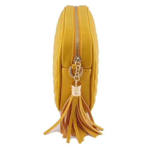 Image of Simple Shoulder Crossbody Bag With Metal Chain Strap And Tassel Top Zipper