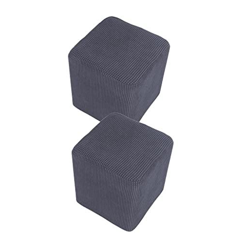 LOVIVER 2X Estiramiento Rectángulo Pie Taburete Funda Funda Jacquard Tela, Gris, Individual