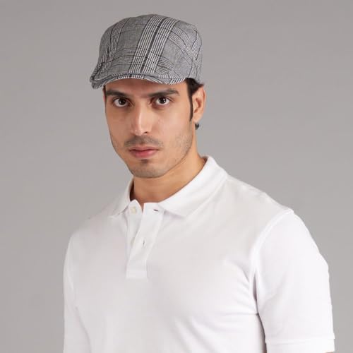 The Tie Hub Wool Flat Cap for Men & Women | Adjustable Vintage Newsboy Gatsby Hat for Casual, Travel, Outdoor | Free Size Herringbone Ivy Style Cap