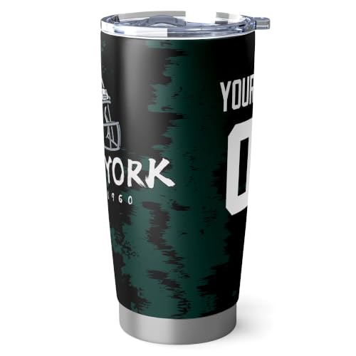 Image of ANTKING New York J Tumbler 20oz Travel Mug Custom Number Name Gifts