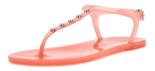Katy Perry Women's The Geli-T Strap Flat Sandal, DAISY/OASIS PINK, 7