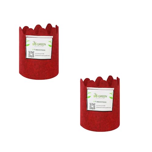 Image of Geo Fabric Grow Bags for Plants 4X5 Inch (Pack of 2) | 400 GSM Heavy Duty UV-Protected Round Maroon Colour Plant Bags for Terrace and Vegetable Gardening | Strong & Reusable|