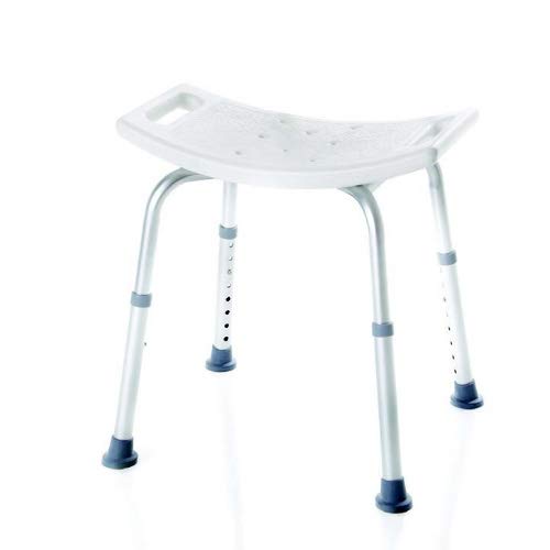 Taburete de baño o ducha, altura regulable, asiento ergonómico, base antideslizante, de aluminio, muy seguro.
