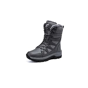 KIFRAL Boots for Men Winter Men’s Women’s Warm Snow Padded Boots Winter Boots Platform Boots (Color : Gray, Size : 8)