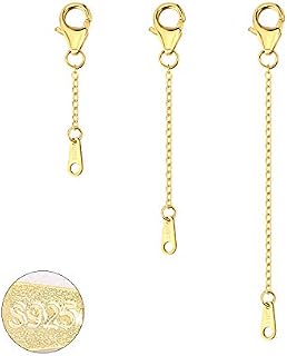 ALEXCRAFT Necklace Extender Gold Plated 925 Sterling Silver, 3PCS Chain Extender Choker Bracelet Extension for Jewelry Making (1 2 3 inch)