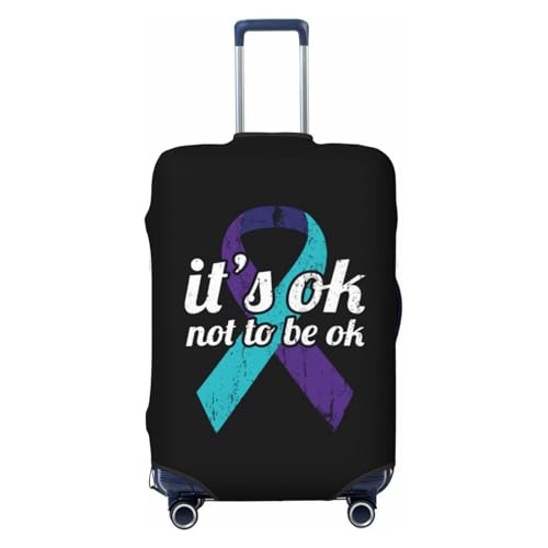 It's Ok Not to Be Ok Suicide Prevention Awareness Ribbon Travel Luggage Cover Suitcase Protector Fits 29-32 Inch Case(Black)