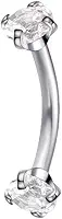 Piercing de Titânio Microbell Curvo com Zircônias - 8mm