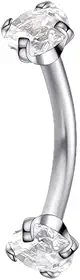 Piercing de Titânio Microbell Curvo com Zircônias - 8mm