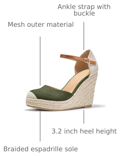 Image of FISACE Womens Summer Espadrille Heel Platform Wedge Sandals Ankle Buckle Strap Closed Toe Shoes