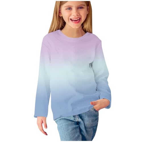 Girls Long Sleeve Shirts Gradient Graphic Tees Tops Cotton T-Shirts Fall Casual Round Neck Tshirts