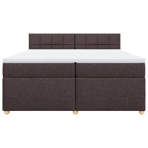 Bed Bed Frame metallbett kopfteil bettBoxspringbett mit Matratze Dunkelbraun 200x200 cm StoffGeeignet für Schlafzimmer – Bild 7