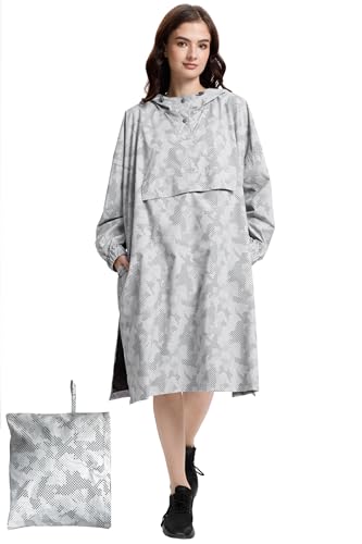 Fahsyee Rain Poncho for Women Adult Waterproof Jacket – Lightweight Packable Raincoat Jackets with Hood and Pockets