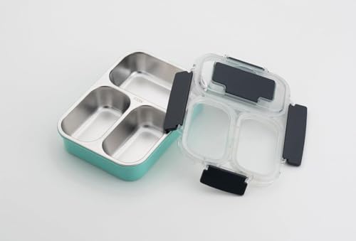 Image of Home Lane Stainless Steel Lunch Box | Lunch Box for Office | Lunch Box for School | Tiffin Box I Ideal for 12+Year Teenagers | 22X16X6 Cm | 1000Ml (3 Compartment, Multi Colour)