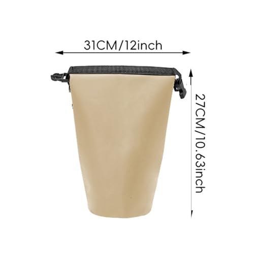 Bolsa seca impermeable de 2L con cierre enrollable, bolsillo con cremallera y hebilla, bolsa de nylon marina para camping, senderismo, mochilero y kayak de 12.2x10.63x4.53 pulgadas (Marrón) miniatura 6