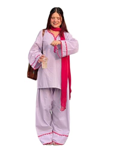 Image of ANNI Designer Cora Cotton Farshi Salwar Suit for Women | Farsi Style Kurti | Farasi Kurta with Dupatta | Parsi Ethnic Dress | Indian Office Party Traditional Clothing Fashion Wear