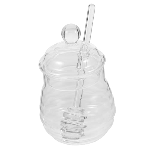 UTHCLO Miel de Vidrio Dosificador y Juego Práctico Uso Transparente y Resistente Almacenar Miel y Otros