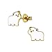 Laimons Mädchen Kids Kinder-Ohrstecker Ohrringe Kinderschmuck Teddy-bär Bär Kuschelbär Eisbär vergoldet Weiß 8mm aus Sterling Silber 925