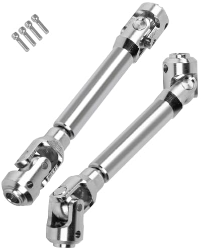 RCMYou 87-122MM Universal Drive Shaft Axles Upgrades Part for 1/10 Axial SCX10 SCX10 II Redcat D90 Gen7 /Pro RC4WD GEN8 RC Crawler,2PCS #45 Steel Driveshaft Hop-Ups,Silver